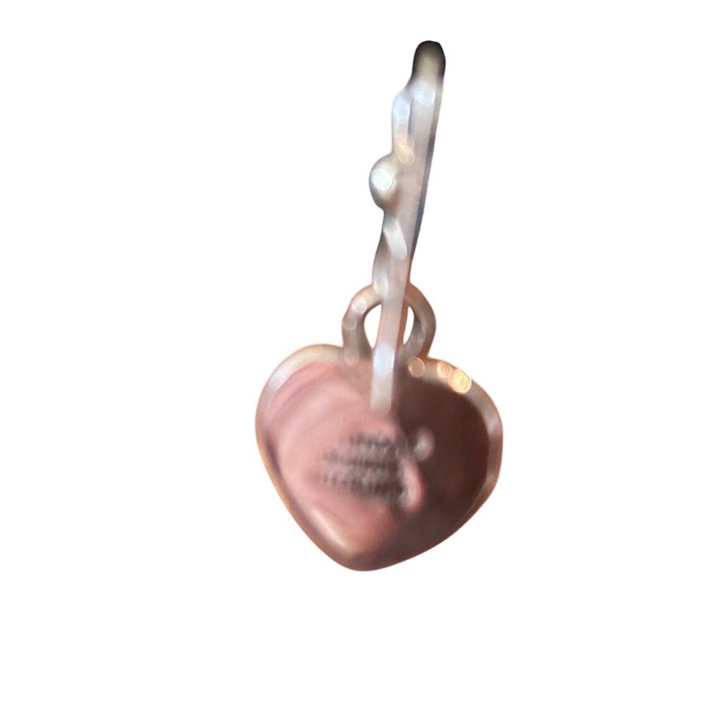 Joan Slifka Sterling Silver Plum Carved Heart Dangle Earrings Signed Hallmarked - Picture 6 of 10